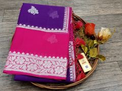 Violet and Pink Banarasi Saree