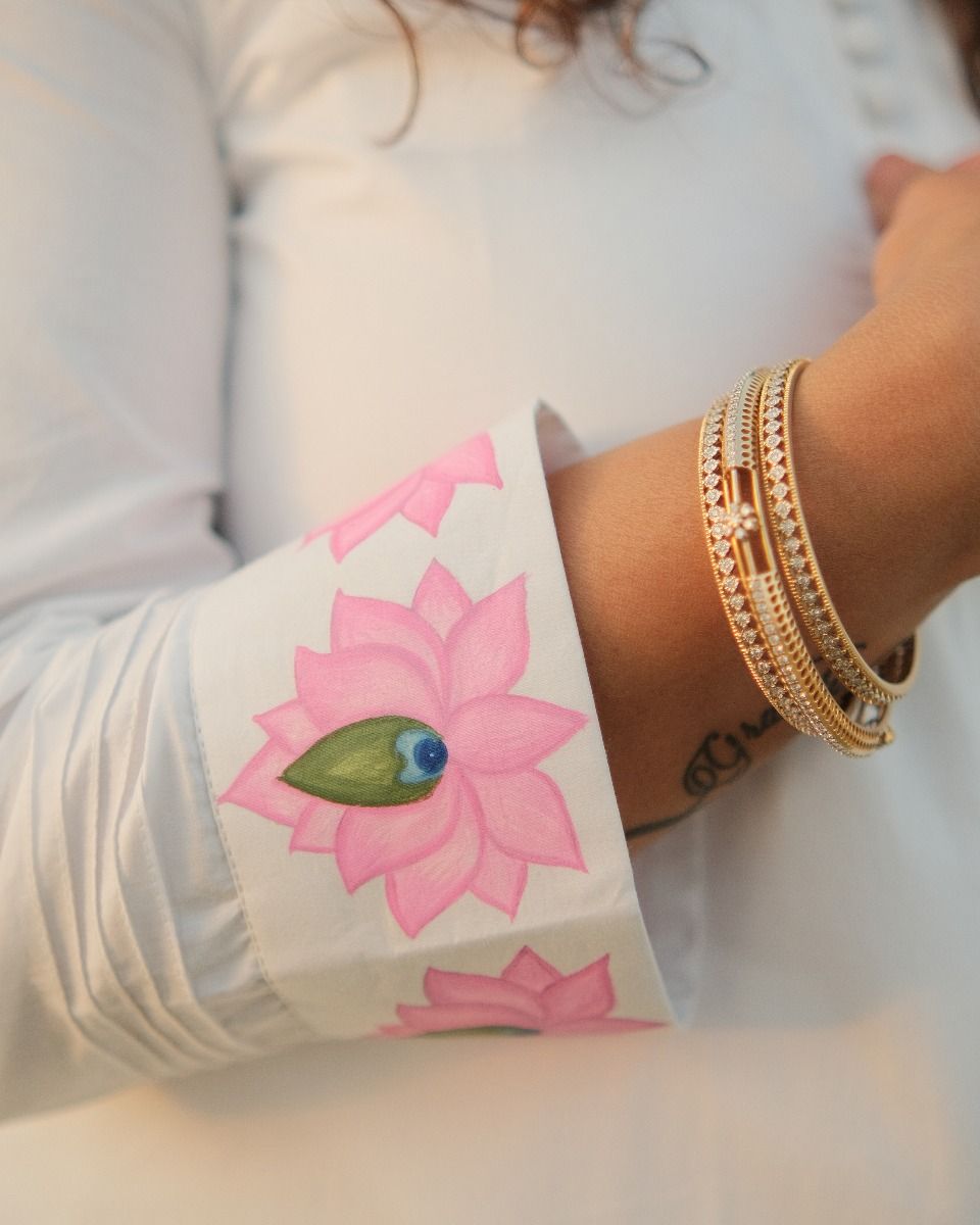 Stunningly Beautiful - Our signature Lotus Handpainted Flared Kurta with Plazzo