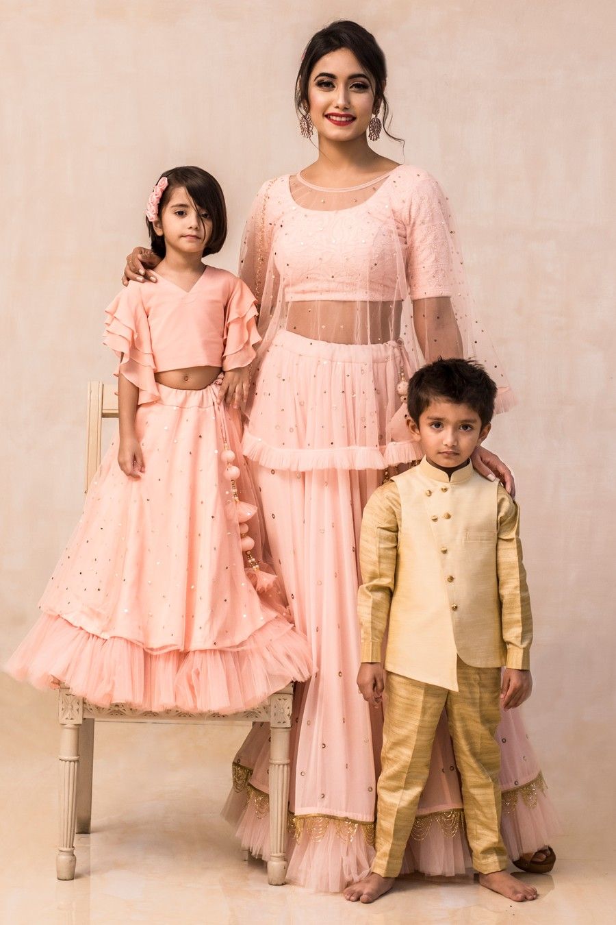 The Mandarin Peach Collection - Mother, Daughter & Son Combo.