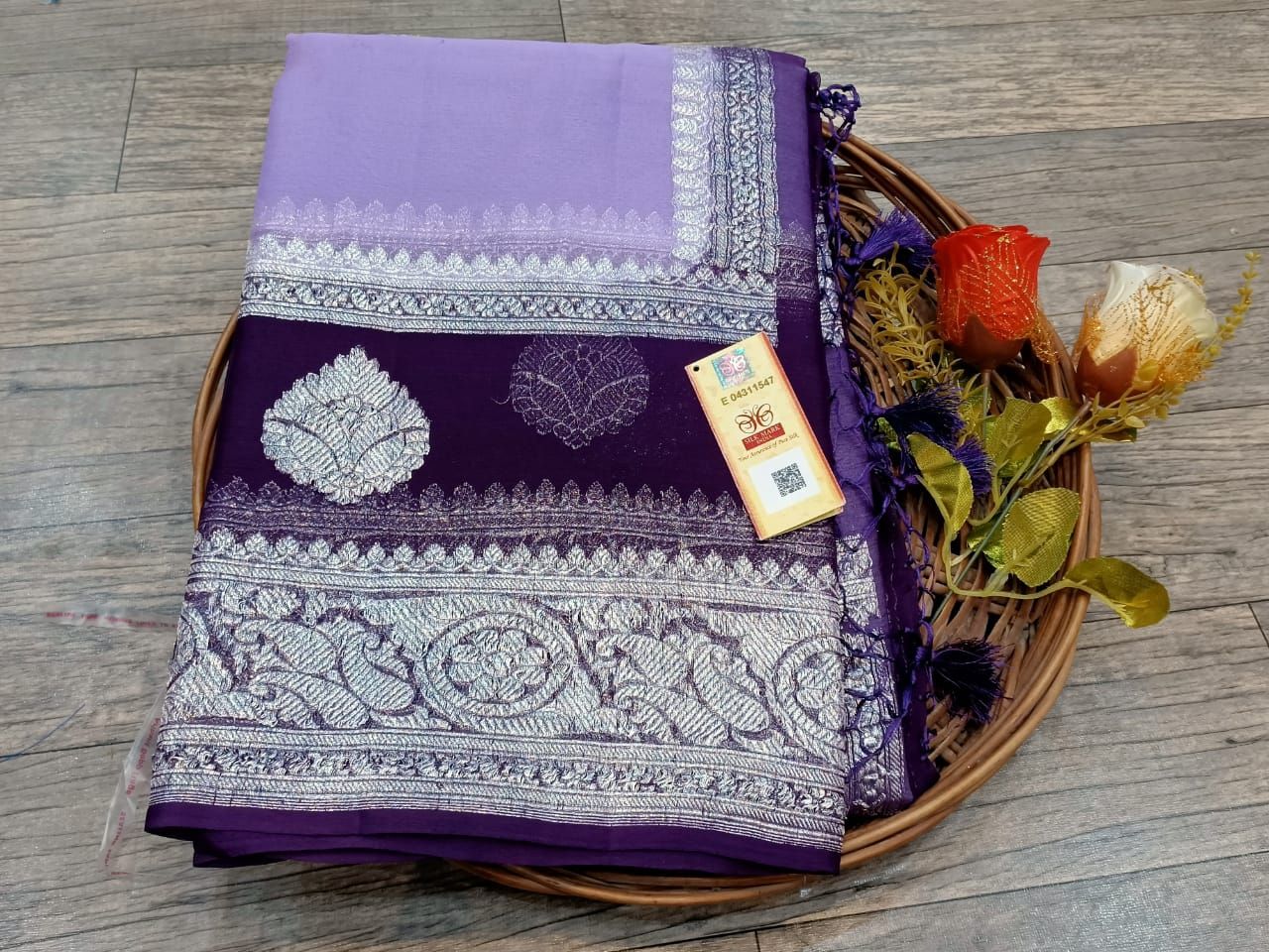 Purple Banarasi Khaddi Saree