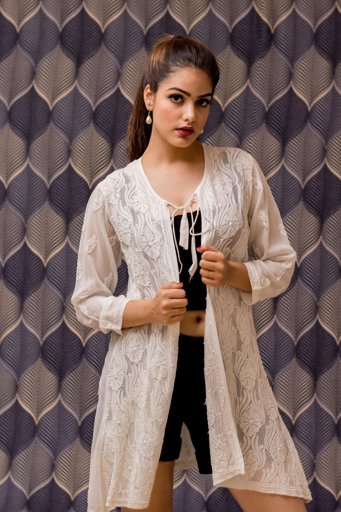 Pristine White Handcrafted Chikan Jacket with Impeccable Style