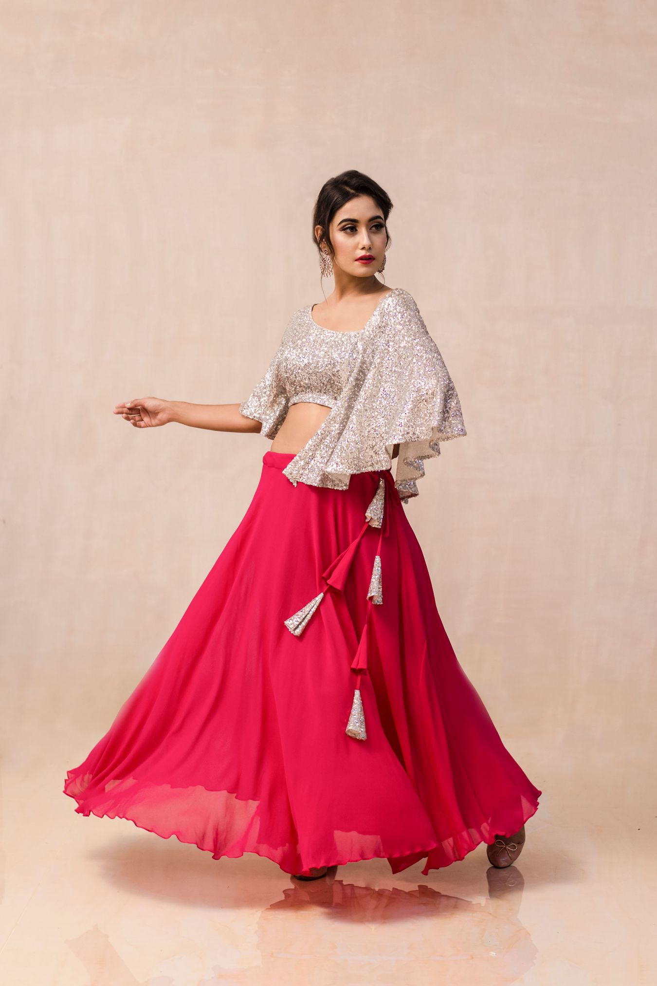 Pink Georgette Skirt Set Design by Jade by Ashima at Pernias Pop Up Shop  2023
