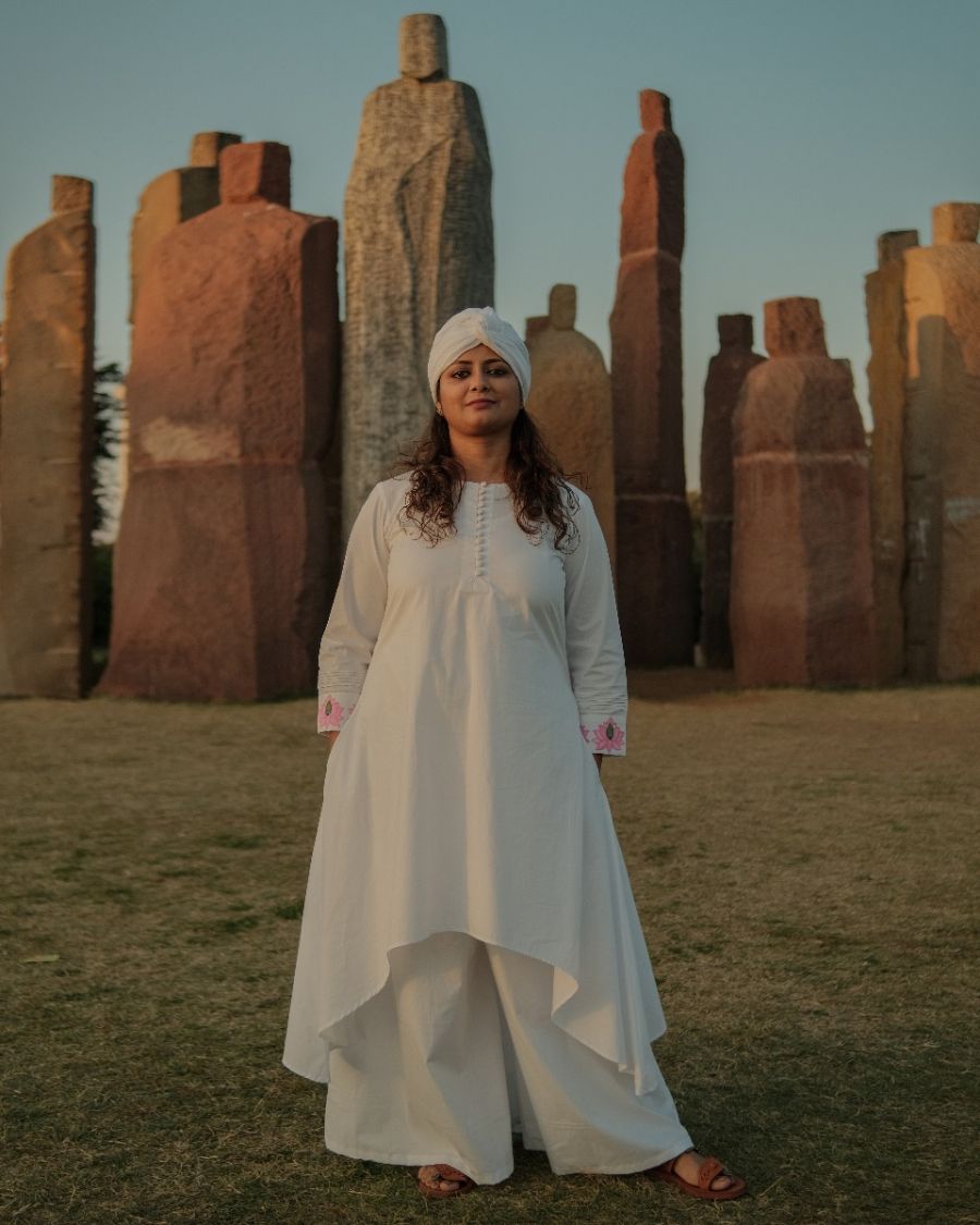 Stunningly Beautiful - Our signature Lotus Handpainted Flared Kurta with Plazzo