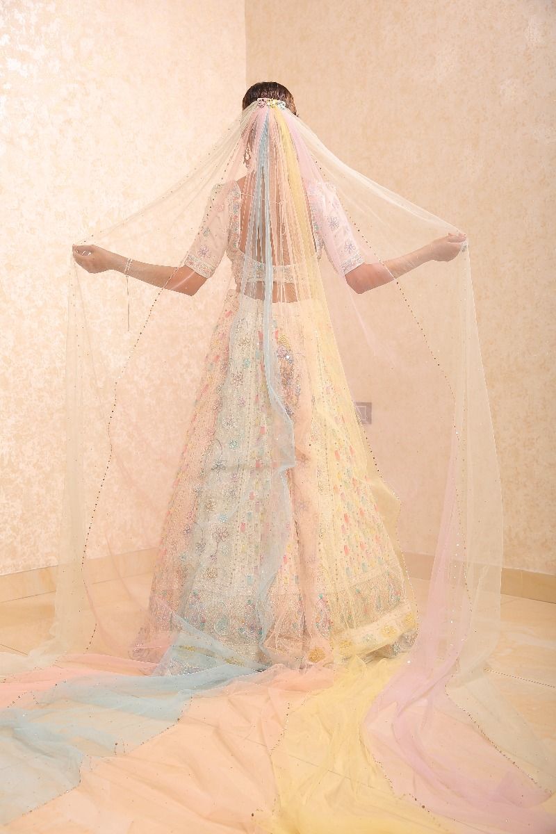White Mirror Work Lehenga